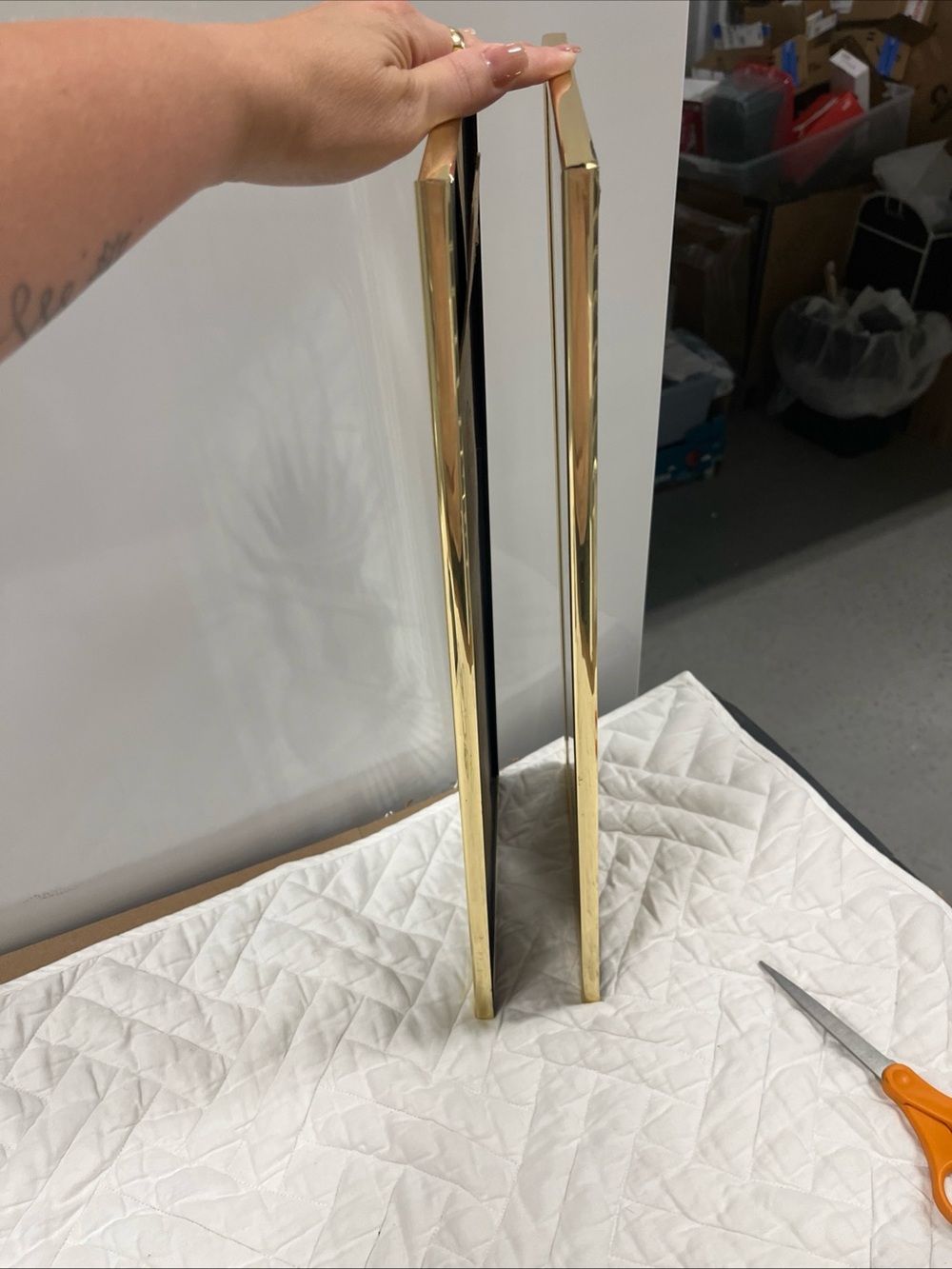 Vintage 80’s Gold Black Plant Vase Etched Mirrors Wall Art Pair Wall Decor - Picture 10 of 11